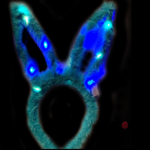 VINCHA OREJAS DE CONEJO LUMINOSA PELUCHE COLOR CELESTE X 12